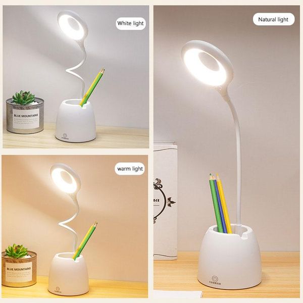 

led table lamps usb charging dimmable led stand desk light reading lamp bedroom lamp study multi-function pen holder