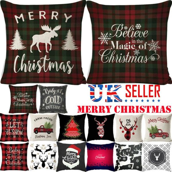 

pillow case christmas cotton tree linen cushion cover pillowcase sofa home decoration decorative cushions