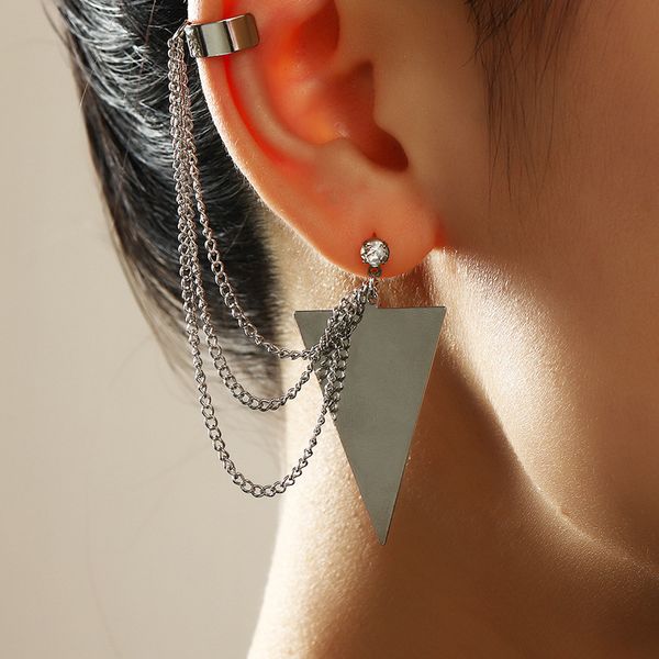 

fashion accessories hip hop trend single clip men's and women's double ear hole one piece in duplicate earrings, Silver