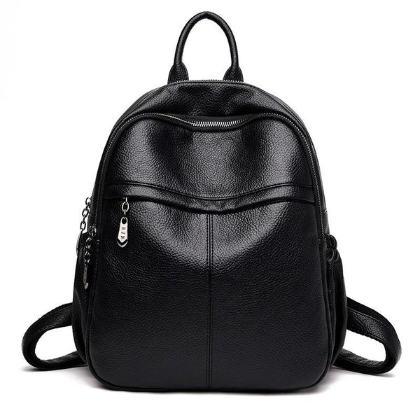 

backpack 2021 soft leather women's bag shoulder large capacity leisure travel women