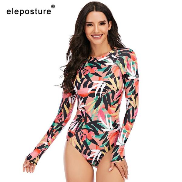 

one-piece suits print one piece swimsuit women long sleeve swimwear 2021 surfing swimsuits female bathing swimming suit for xxl