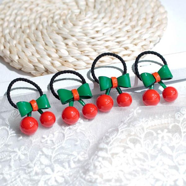 

hair accessories 1pcs cute sweet cherry princess cartoon headwear kids elastic bands children ropes girls baby headdress, Slivery;white