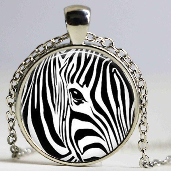 

pendant necklaces glass dome jewelry zebra print necklace animal, Silver