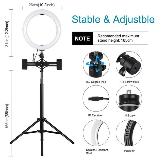 

11.8 inch ring light with phone clamp and remote for makeup video live studio pgraphy accessories