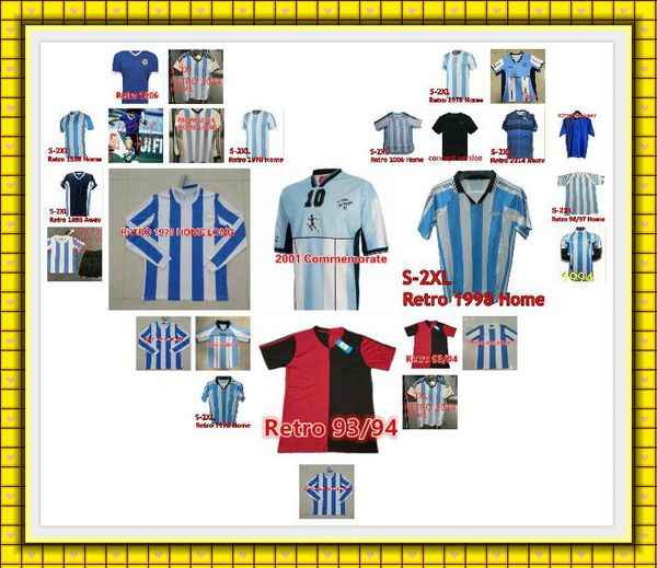 

retro 1986 diego maradona soccer jerseys messi 1978 1994 1996 1998 2006 riquelme vintage tevez 11 football soccer shirt kit classic 86 top, Black;yellow