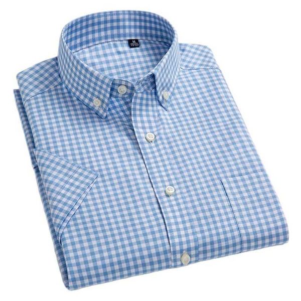 

for summer s~8xl 100% cotton breathable short sleeve men's checkered shirt slim fit casual cool male plaid shirts many colors 210629, White;black