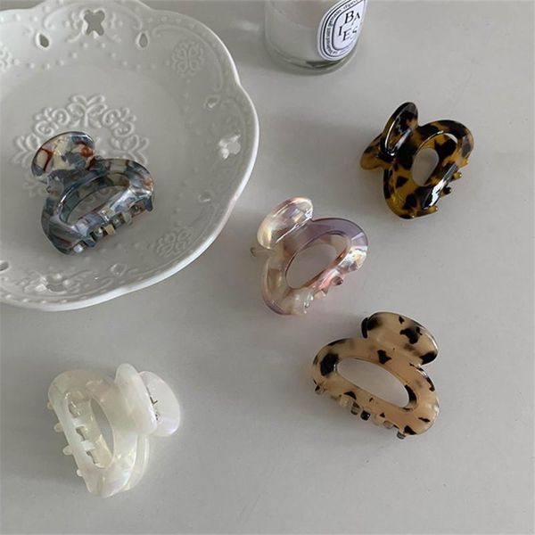 

hair clips & barrettes aomu trendy retro simple colorful leopard acetate clamp smooth irregular geometric hollow semicircle claw for women j, Golden;silver