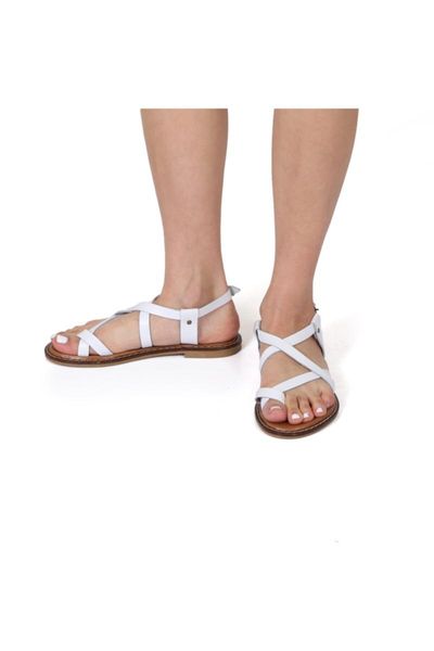 

sandals women's white genuine leather thong, Black