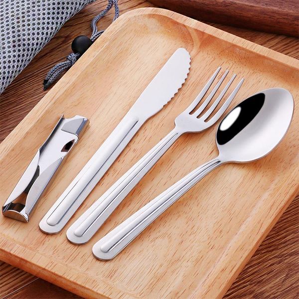 

dinnerware set travel cutlery set camping tableware reusable utensils with spoon fork chopsticks straw and portable case