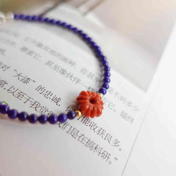 

luxury designers cloud bodhi very fine bracelet natural lapis lazuli south red agate croxin silver bracelet is simple and versatile c/hrome/, Golden;silver
