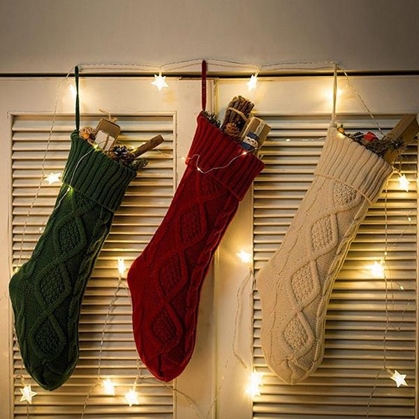 

christmas decorations 2021 stockings pendant knitted gift bags xmas hanging candy socks decoration tree ornaments festival
