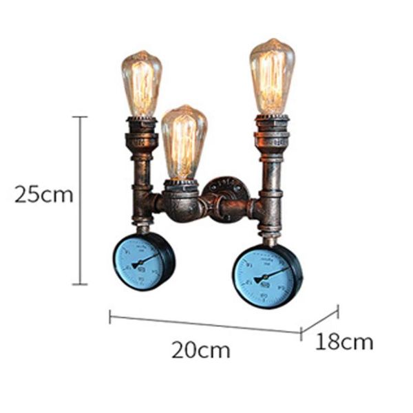 

wall lamp american loft style water pipe vanity light fixture bedside sconce home deco rust luminaire