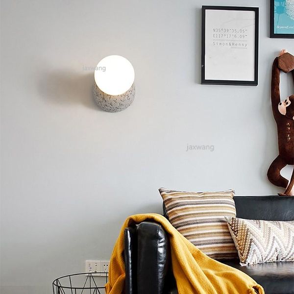 

wall lamp led bedside light white black creative modern moon glass ball lamps aisle round