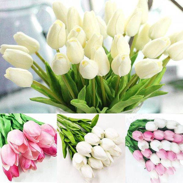 

ipopu 20pcs pu tulip artificial flowers real touch wedding decorative flowers mini tulip for home party l decoration