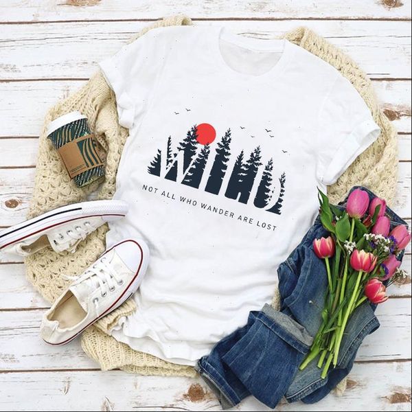 

women graphic forest adventure camper casual fashion summer shirt lady clothes t shirt womens clothing tee female t shirt, White