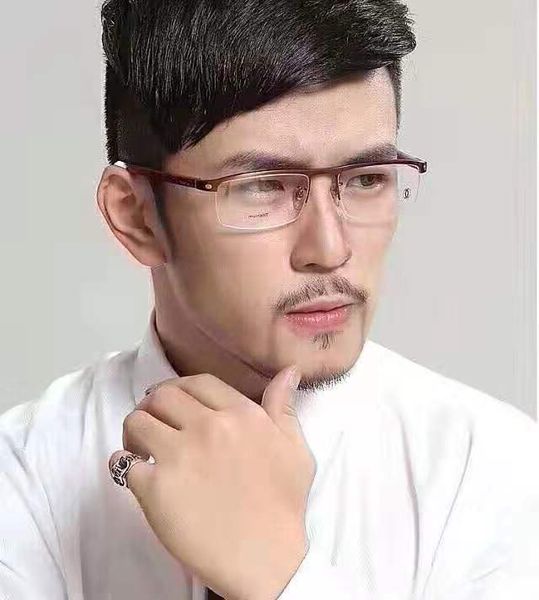 

classic men's business leisure half spectacle frame pear flower leg spring grade metal high technology workmanship, White;black