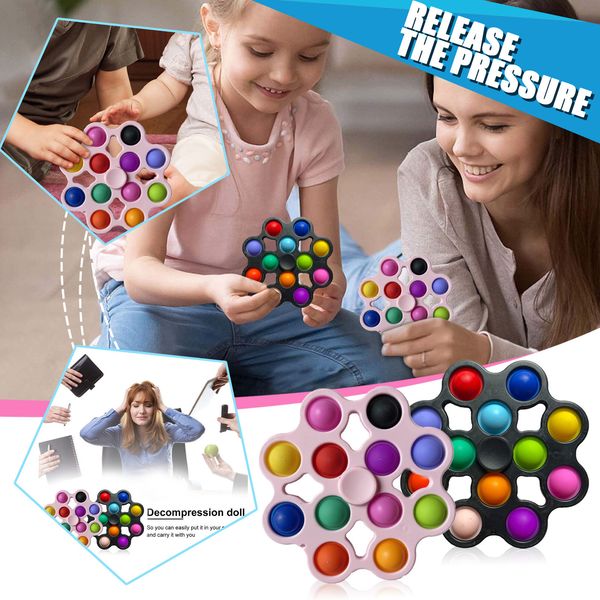 

push pop up fidget spinner toy fidgett spinneres simple dimple stress relief pushing popping bubble fidgets spinners toys kids