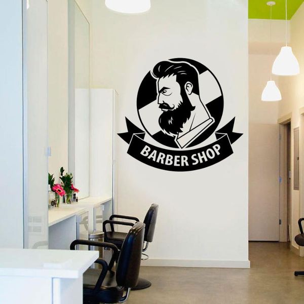 

wall stickers waterproof barber shop decals men's salon hairdressing stickers, all barbershop fashion decorative art15