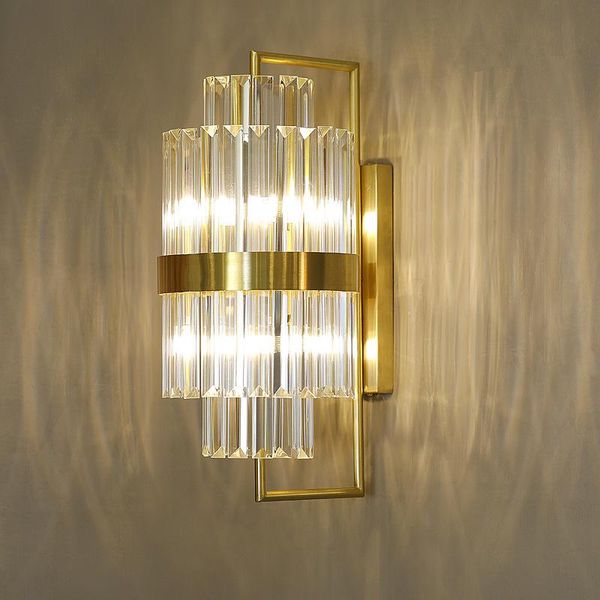 

wall lamps post-modern crystal lamp simple luxury living room background aisle stairs villa bedroom bedside lighting