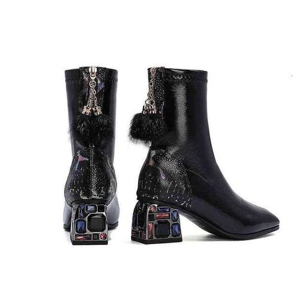 

boots phoentin botas acima do joelho com strass, saltos finos expansÃ­veis, elÃ¡sticos, tendÃªncia em camurÃ§a, sapatos naturais para mulheres,, Black