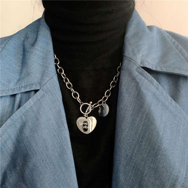 

hbp fashion new ins titanium steel love necklace for women in 2021, Silver