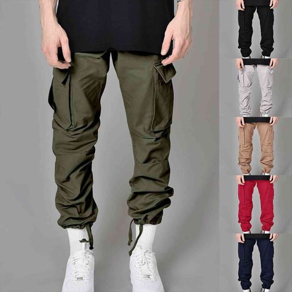 

cargo ribbons multi pocket women pants harem joggers fashion harajuku sweatpant male hip hop casual tide mens trousers 3xl, Black