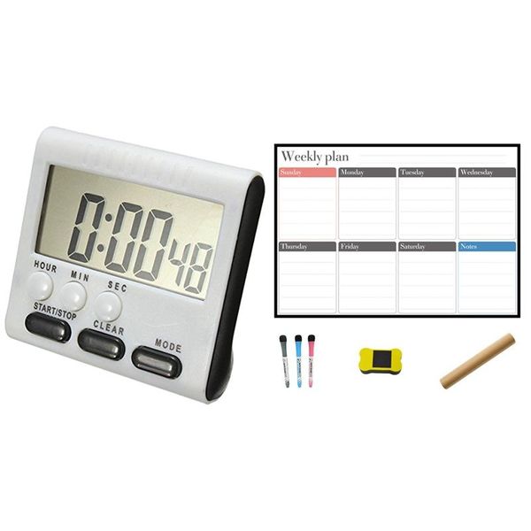 

fridge magnets 1 pcs digital egg timer / kitchen with loud alarm & set monthly week schedule refrigerator magnetic whiteboard