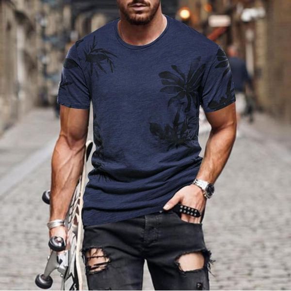 

men's t-shirts palm tree printed t shirt summer fitness hawaiian man casual o-neck training male streetwear camiseta hombre, White;black