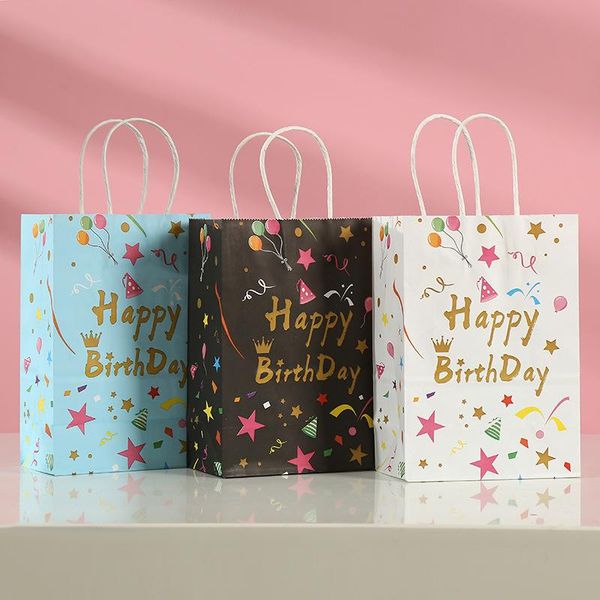 

gift wrap 12pcs happy birthday bags kraft paper with handle party decorations kids