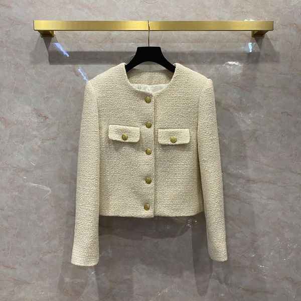 

women's jackets korean style o-neck tweed coat designer elegant b170, Black;brown