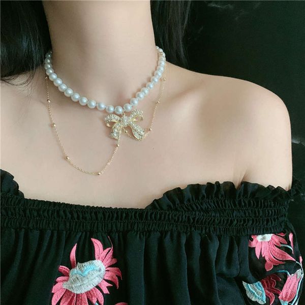 

hbp fashion korean ins net red bow pearl temperament choker collarbone chain neck jewelry collar necklace female, Silver