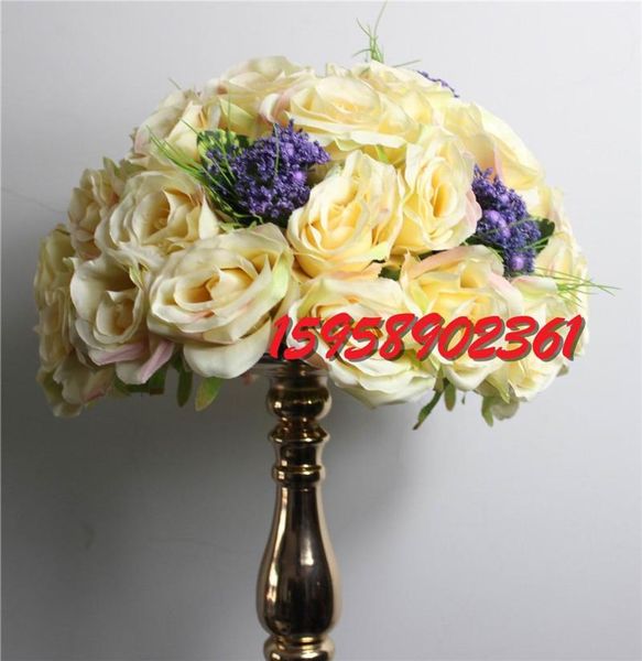 

spr champagne 2021 style 10pcs/lot wedding road lead artificial wedding table flower center flower ball decoration