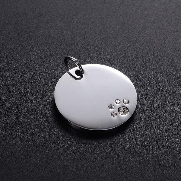 

dog tag,id card 100pcs 20mm round stainless steel crystal tags pets id address name phone number label pendant jewelry