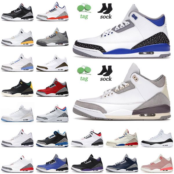 

basketball shoes 3 3s mens women jumpman racer blue medium grey court purple rust pink pine green cement air jordan trainers sneakers 36-47