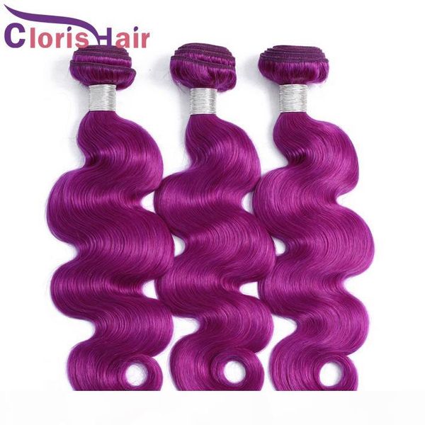 

gorgeous purple malaysian virgin body wave bundles 100% human hair extensions 3 piece purple hair weaving 12-24 inch wavy hair weave, Black