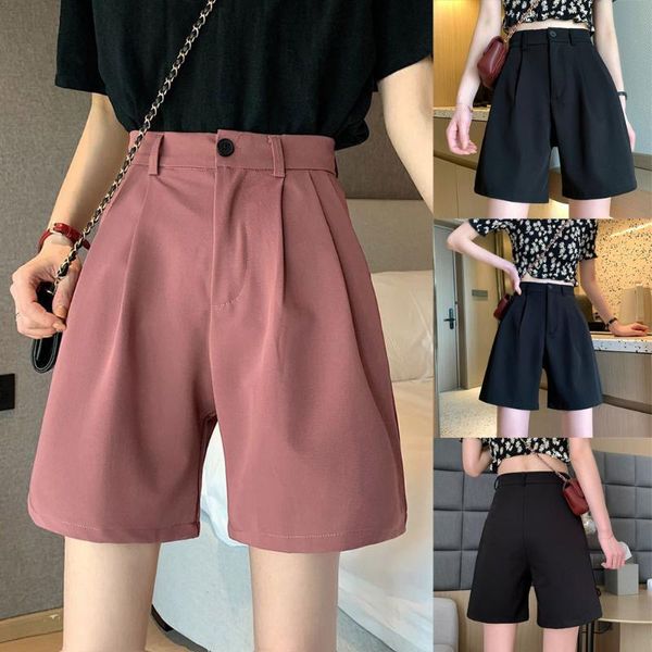 

women's shorts women wide leg summer straight high waisted short pants casual office k2, White;black