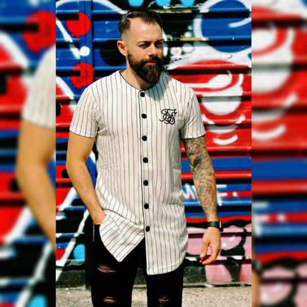 

men's t-shirts summer fashion mens tees streetwear hip hop sik silk baseball jersey striped shirt men clothes tyga brand clothing, White;black