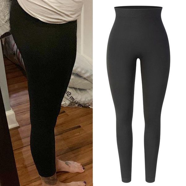 

women's leggings casual mid waist non see-through slim 4 way stretch non-transparent leggins female hip push up pants, Black