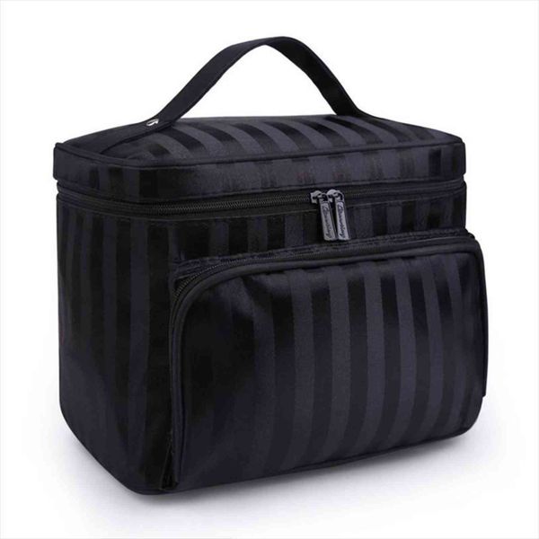 

women striped cosmetic large bags capacity travel toiletry solid plaid make up dropshipping