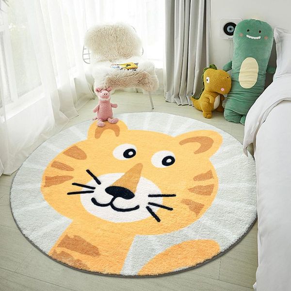 

carpets soft carpet kids room cartoon mat children play round animal lion cat game pad living baby crawl area rug floor decor