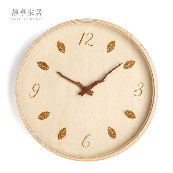 

wall clocks wooden clock large 3d nordic simple living room modern japanese silent bedroom kitchen reloj watch gift sc603