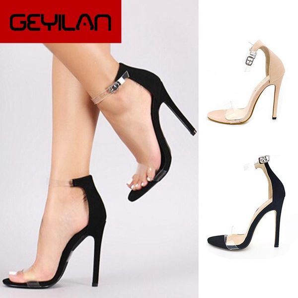 

sandals women shoes with buckle pumps sandalias high heels pointed toes stiletto ladies, Black