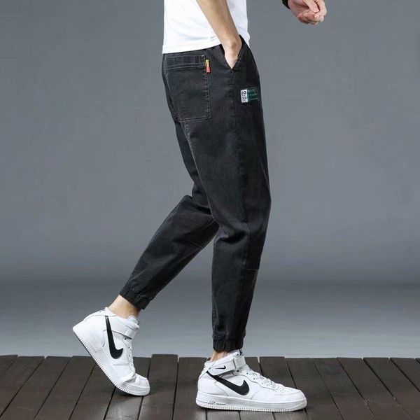 

men's jeans for men sweatpants male fashion japanese streetwear skinny all-match denim trousers vintage hip hop kpop clothes, Blue