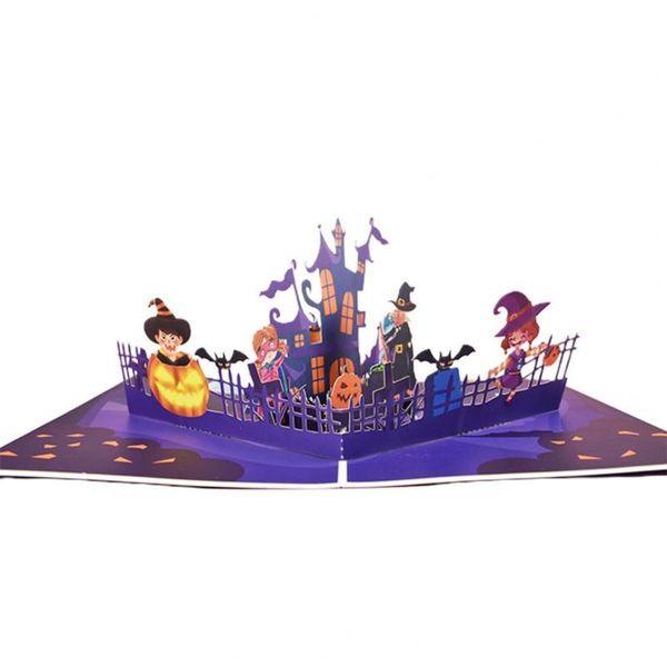 Приветствующие открытки 60% 3D -замок Паттерн Карточка Хэллоуин Скрытый дизайн благословение для друга интересное веселье