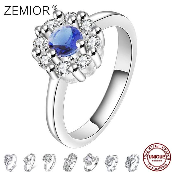 

cluster rings silver color classic ring for women round advanced cubic zirconia fine lady jewelry fashion accessory gift, Golden;silver