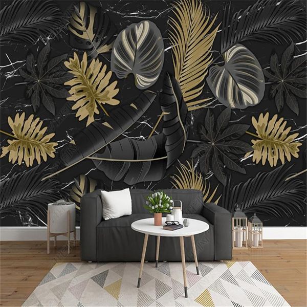 

wallpapers nordic hand painted tropical plant leaves mural wallpaper for living room tv background wall paper home decor papel de parede