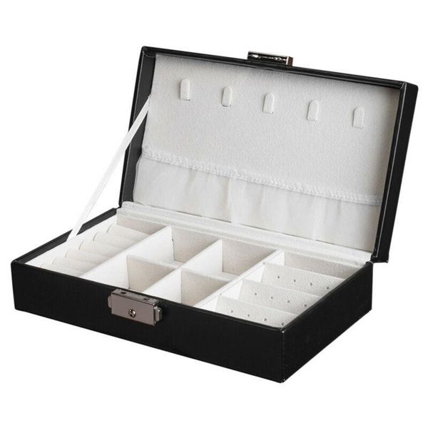 

portable leather jewelry box earring rings necklace display tray velvet case storage holder ornaments organizer