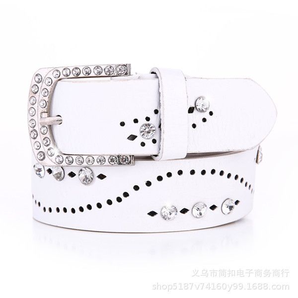 

2021 low price wholesale fashion hollow women's decoration, wide leather, diamond belt, versatile, Black;brown