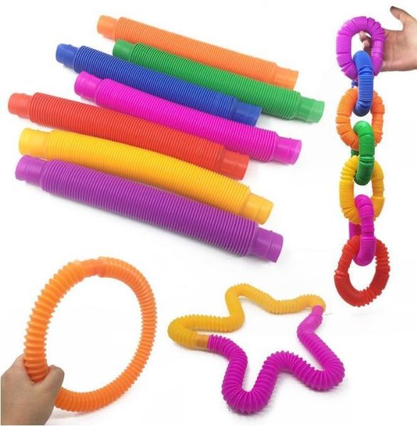 

2021 toys fidget children to vent toy telescopic corrugated color elastic stretch drawn tube gyq