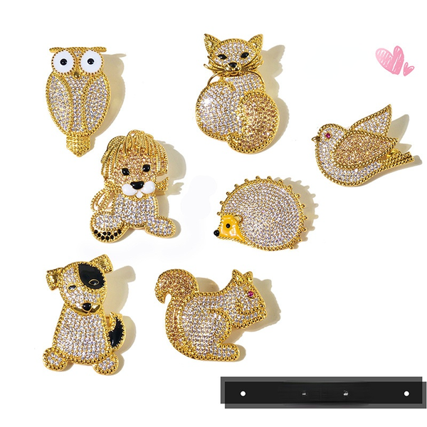 

european and american creative fashion matching accessories with micro-inlaid oil animal series brooch owl puppy, Gray
